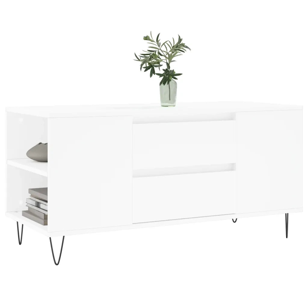 Tavolino da salotto | Tavolino da caff¨¨ | Tavolino da Soggiorno Bianco 102x44,5x50 cm in Legno Multistrato