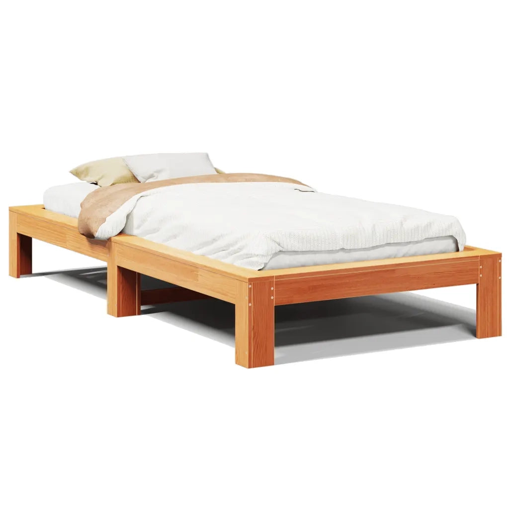 Letto senza Materasso Marrone Cera 90x200 cm Legno di Pino 855327