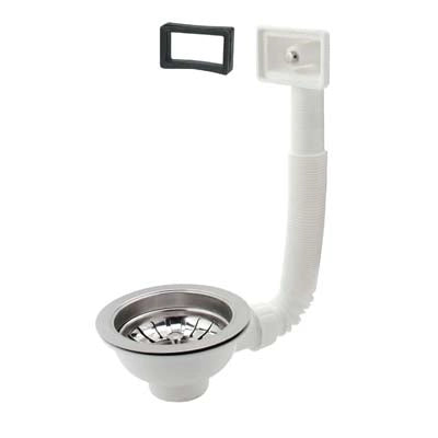 PILETTONE BASKET LAVELLO INOX + TROPPO PIENO - PP/INOX 11/2F + TAPPO GRIGLIA BASKET- 2 pezzi