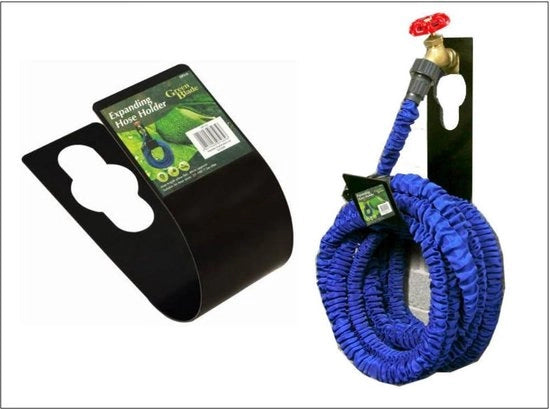 Supporto universale per tubi di giardino in metallo nero - Organizzatore per tubi di giardino flessibili da 7,5m a 33m