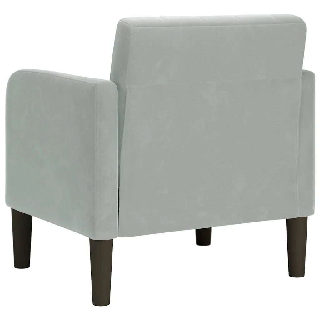 Divano Sedia con Braccioli-Poltrona-Sofa Relax Grigio Chiaro 54 cm in Velluto