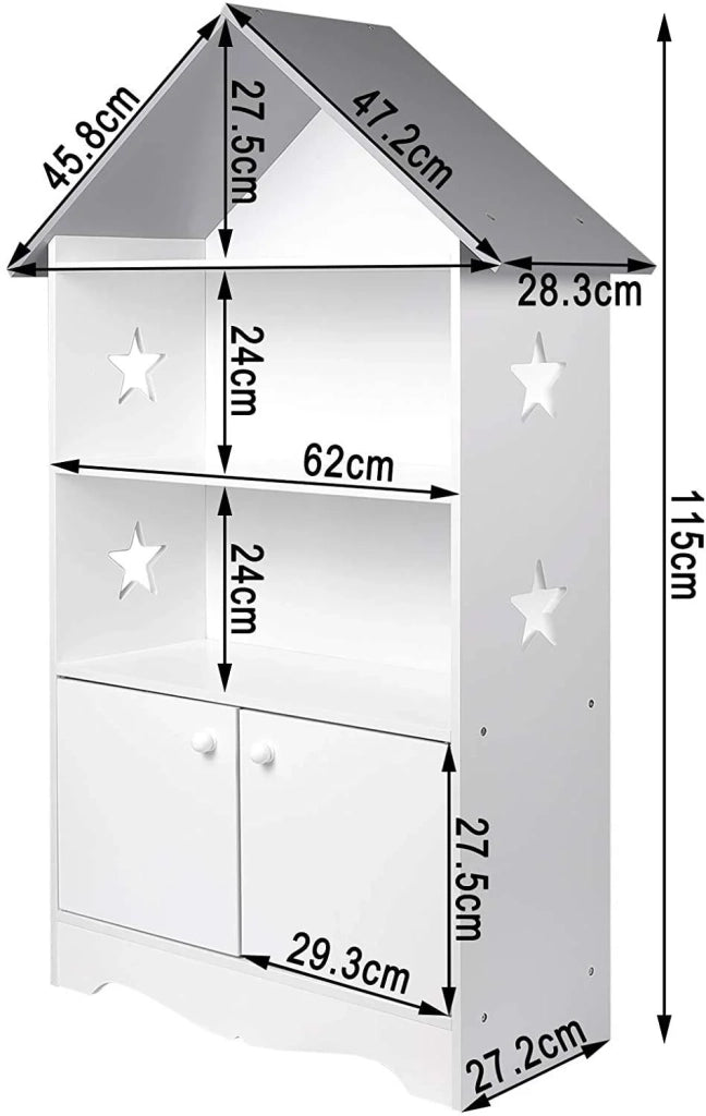 Scaffale per bambini con anta in legno chiudibile a chiave bianco-grigio 19_0000173