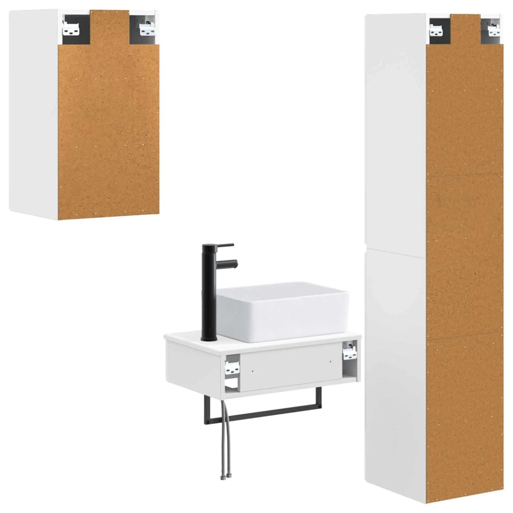 Set di mobili per il bagno 3 pz Bianco Lucido 3406057