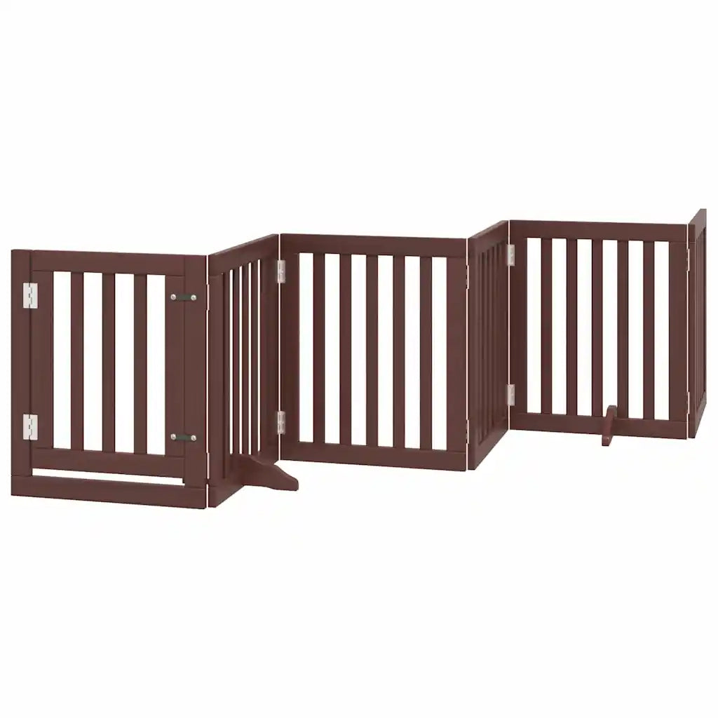 Cancello Cani Porta Pieghevole Marrone 9 Pannelli 450cm Pioppo CFW1883563