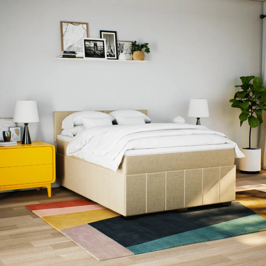 Giroletto a Molle con Materasso Crema 140x19 cm in Tessuto