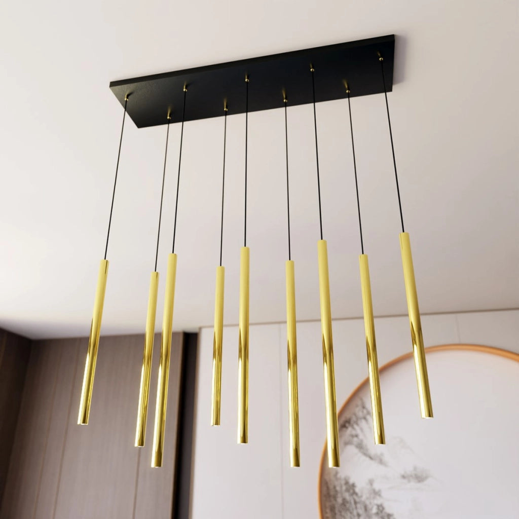 Lampada a sospensione Selter in acciaio nero e oro
