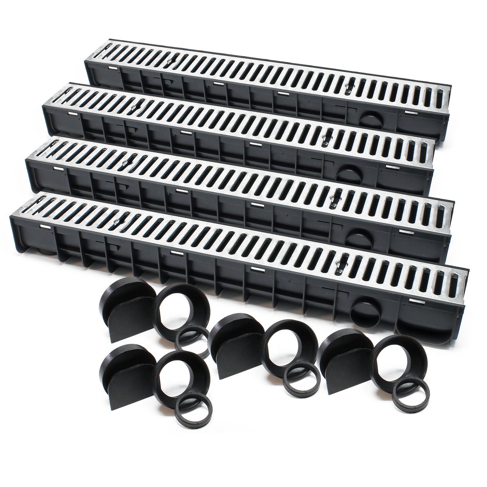 Canale di scolo 4x1m con griglia per scarico acqua 1,5t Canaletta di drenaggio