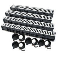 Canale di scolo 4x1m con griglia per scarico acqua 1,5t Canaletta di drenaggio