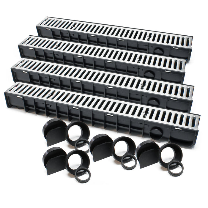 Canale di scolo 4x1m con griglia per scarico acqua 1,5t Canaletta di drenaggio