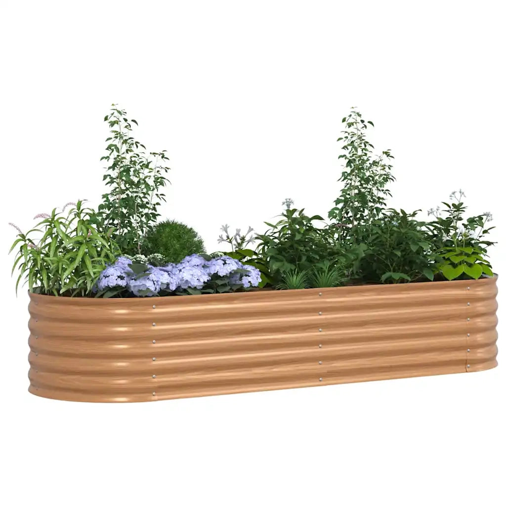 Fioriere | Cassetta per fiori | Letto Rialzato Marrone 240 x 80 x 44 cm Acciaio