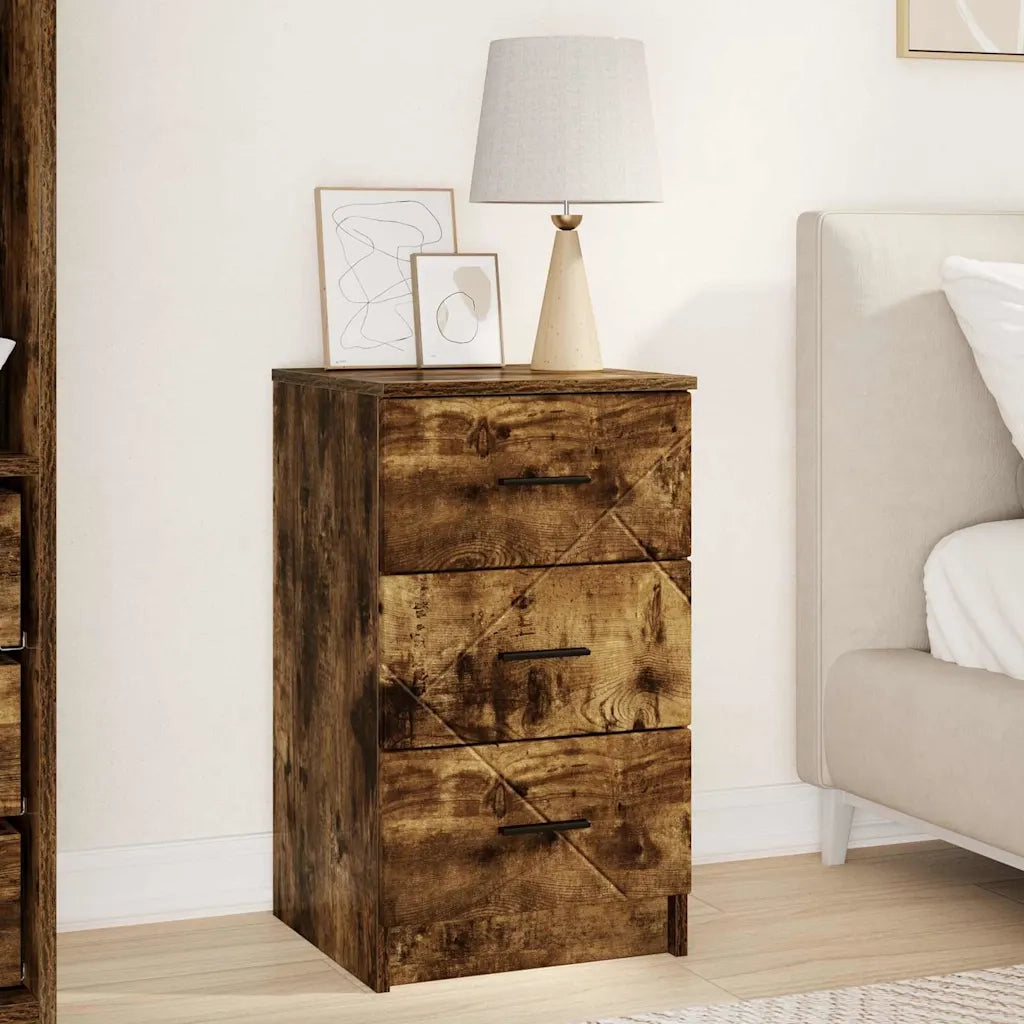 Comodino | Armadio da Notte | Mobiletto da notte Rovere fumo 38 x 38 x 66 cm Legno multistrato