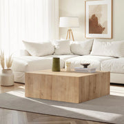 Nofaraka, Tavolino da Salotto Forma Rettangolare, 90x90x35h cm Marrone Rovere