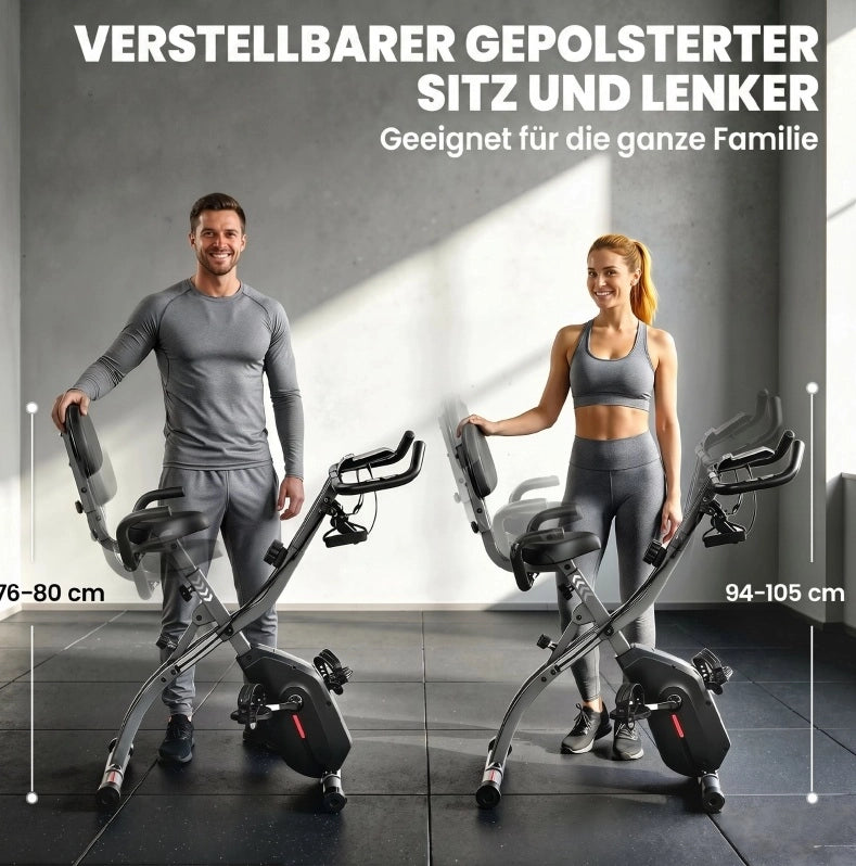 Cyclette pieghevole 3 in 1 con bande elastiche e Bluetooth