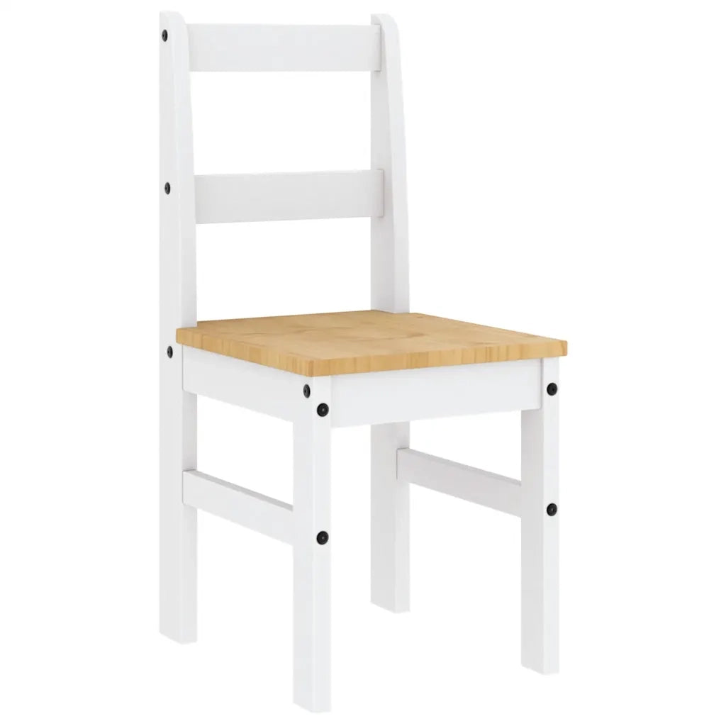 Set da Pranzo 4 pz PANAMA Bianco in Legno Massello di Pino