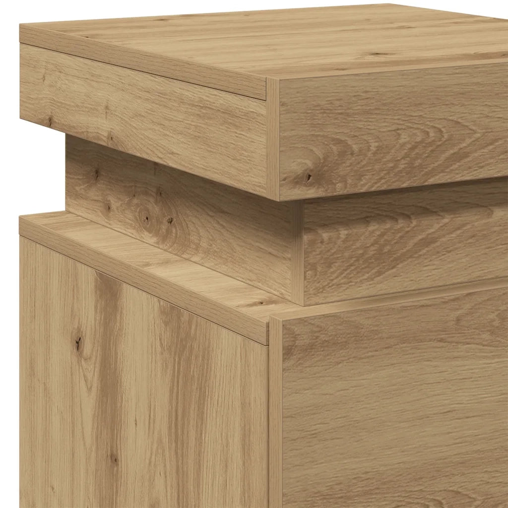 Comodini con LED 2pz Rovere Artigianale 40x30x40 cm Truciolato 857657
