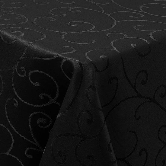 Tela da tavolo in poliestere Jacquard, 130x130cm, resistente al grasso, facile da pulire, con ornamenti, nero