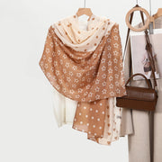 Elegante sciarpa/scialle da donna in cotone e lino in stile coreano con stampa trasparente