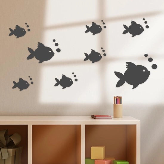 Decorazione per parete 3D con stampe di pesce e bolle, riflessi, impermeabile, adesivo, muurstickers ecosostenibili per camera da letto, soggiorno, bagno.