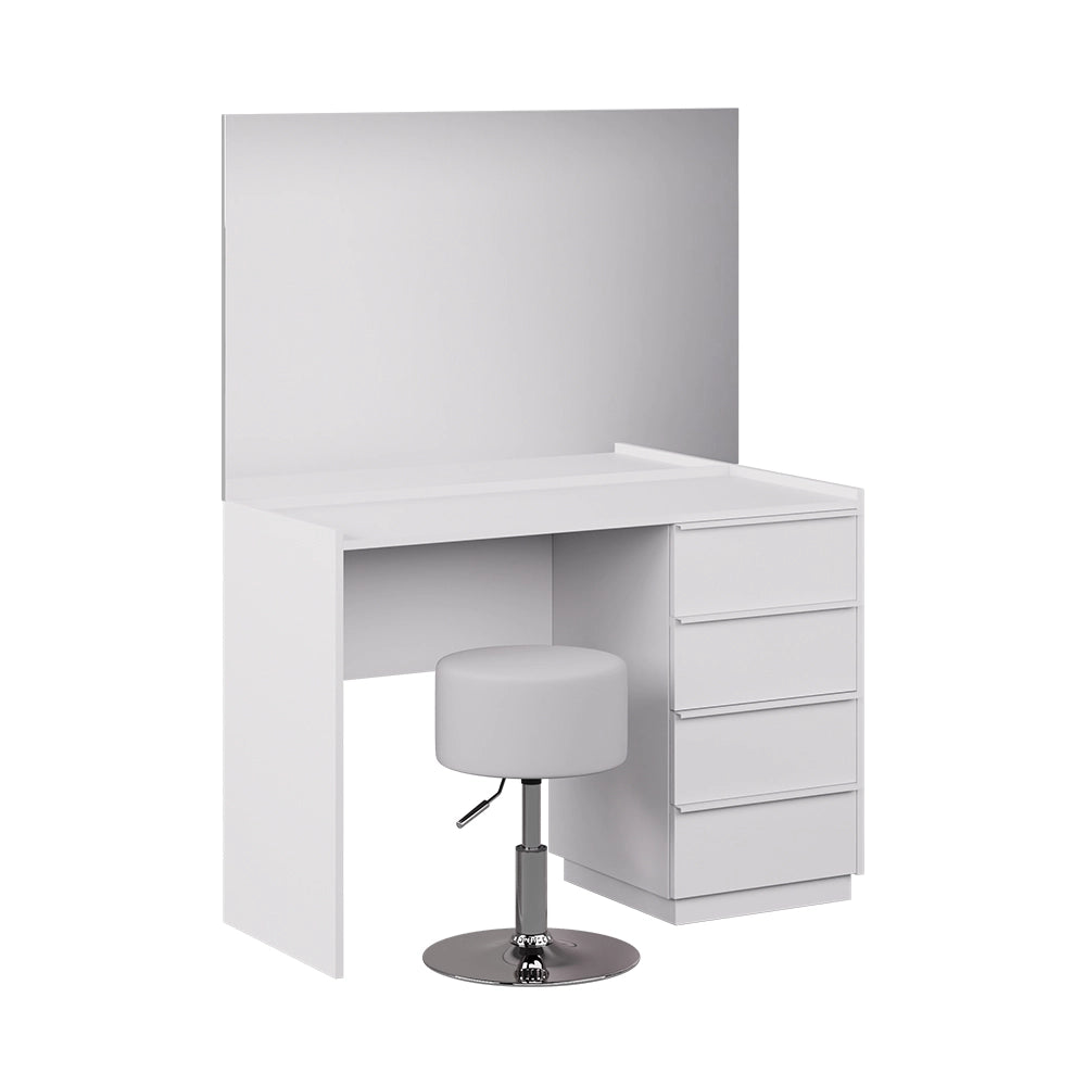 Vicco Tavolo da toeletta Bianco 110 cm con specchio e sgabello