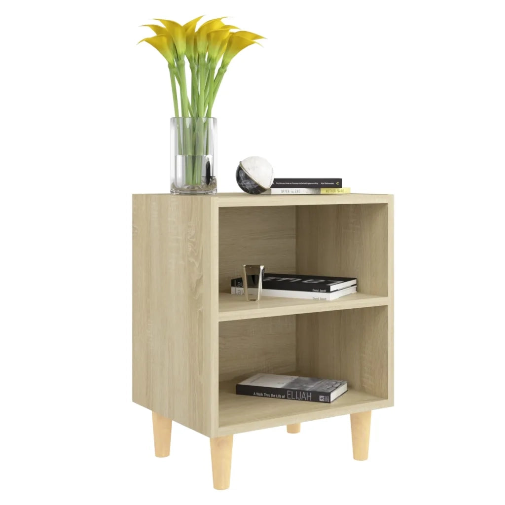 Comodini Gambe in Legno Massello 2pz-Set di 2 Tavolino da notte Rovere Sonoma 40x30x50cm 346325