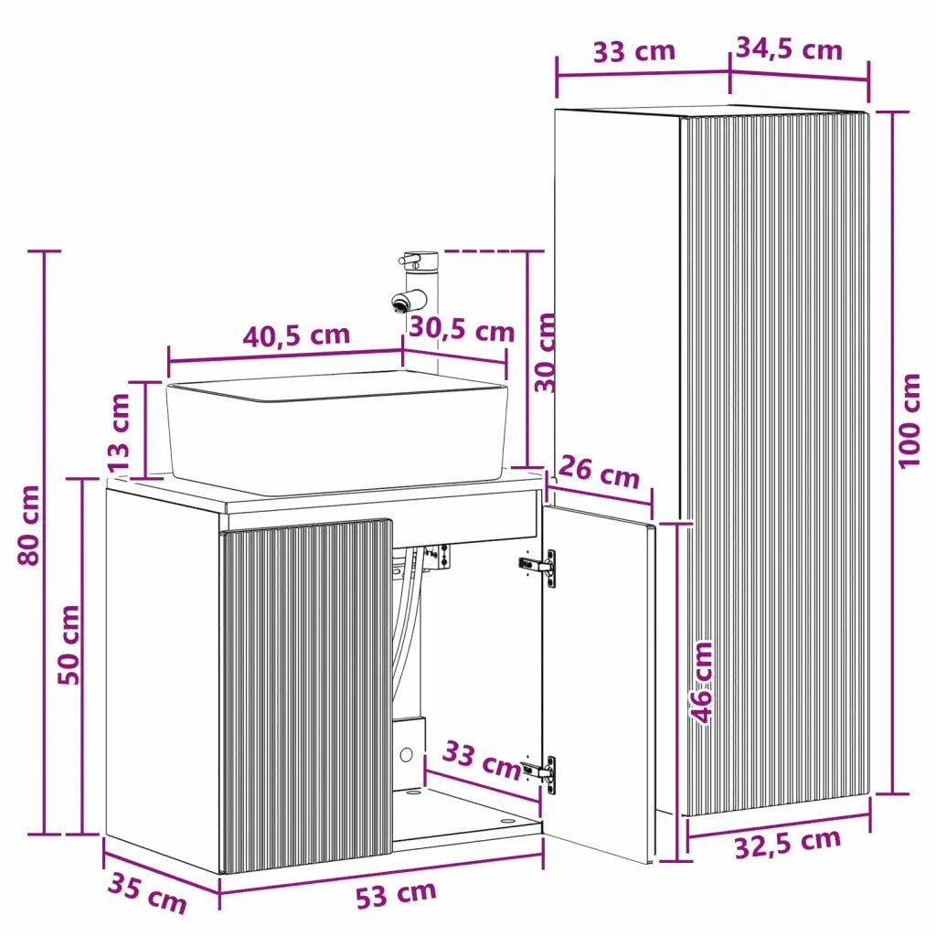 Set di mobili per il bagno 2 pz Bianco Lucido 3406127