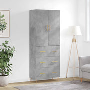Credenza-Buffet-Armadio da cucina Grigio Cemento 69,5x34x180 cm in Legno Multistrato 996096