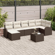 Set di Divano da Giardino 7 Pezzi con Cuscini Grigi in Polyrattan