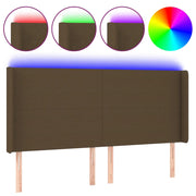 Testiera | Testata a LED Marrone Scuro 203x16x118/128 cm in Tessuto