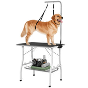 Tavolo da toelettatura per cani pieghevole con piano antiscivolo in gomma e 2 cinturoni ¨C zephmum ¨C 90x60x76 cm nero