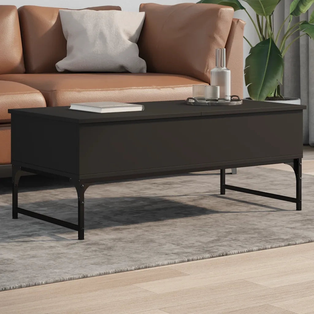 Tavolino salotto | Tavolino da caff¨¨ | Tavolino da Soggiorno Nero 100x50x40 cm Legno Multistrato e Metallo