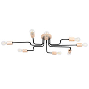 Lampadario soffitto industriale nero/legno 8xE27 PALMOS Pure Lume