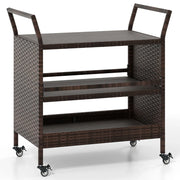 Carrello bar da esterno a 3 ripiani 86 x 50 x 89 cm Pratico contenitore Design elegante in rattan marrone 20_0011320