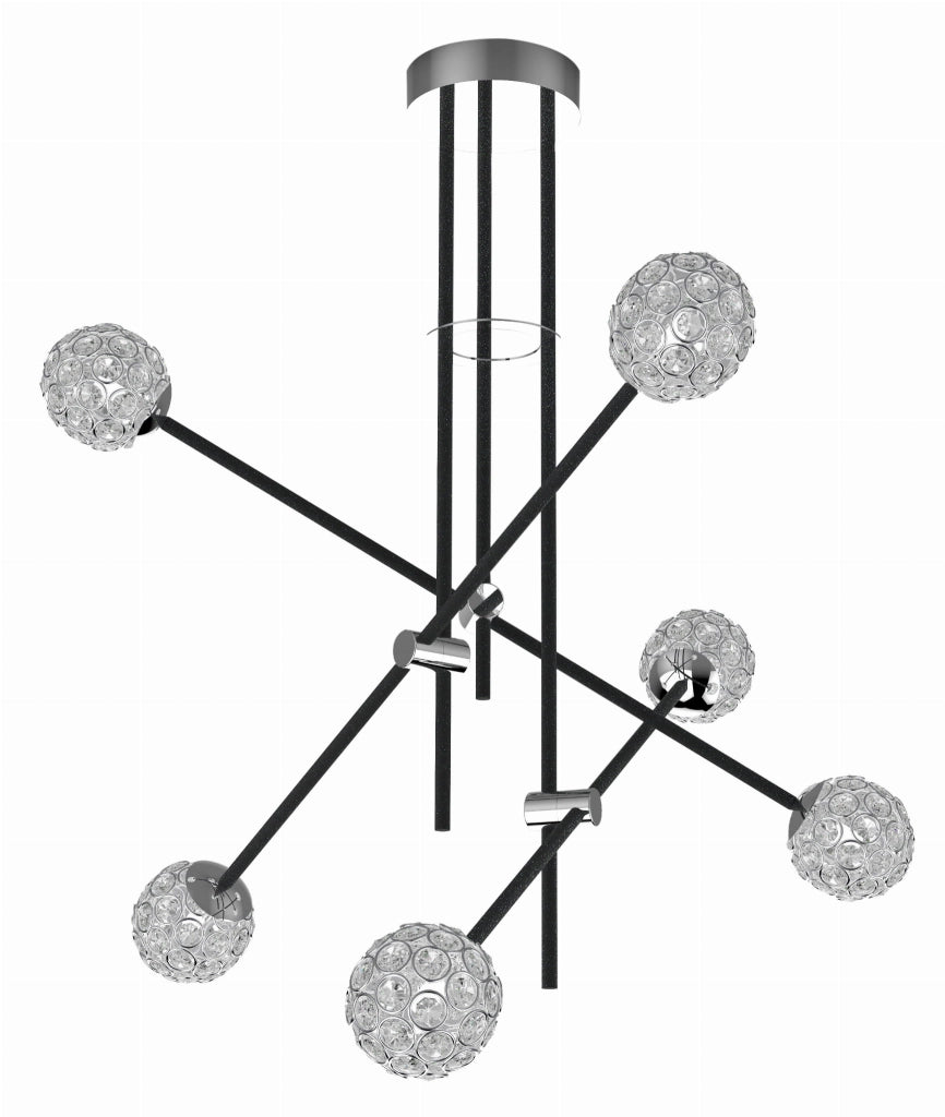 Lampadario Candellux Paksos cristallo nero 6xG9 moderno IP20