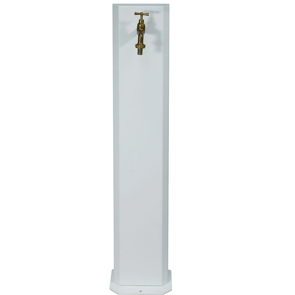 Fontanella da Giardino con Rubinetto in Ottone 20x10x100 cm in Acciaio Bianco