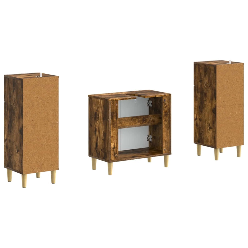 Set di Armadi da Bagno da 2 Pezzi DELFT Rovere Fumo 3418031