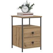 Comodini 2pz-Set di 2 Tavolino da notte Rovere Artigianale 34x35,5x50 cm Legno Multistrato