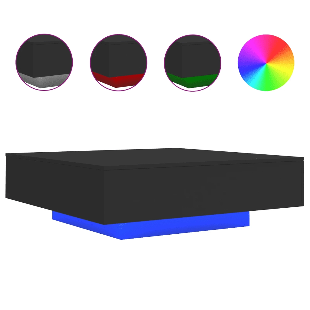 Tavolino da salotto | Tavolino da caff¨¨ | Tavolino da Soggiorno con Luci LED Nero 100x100x31 cm