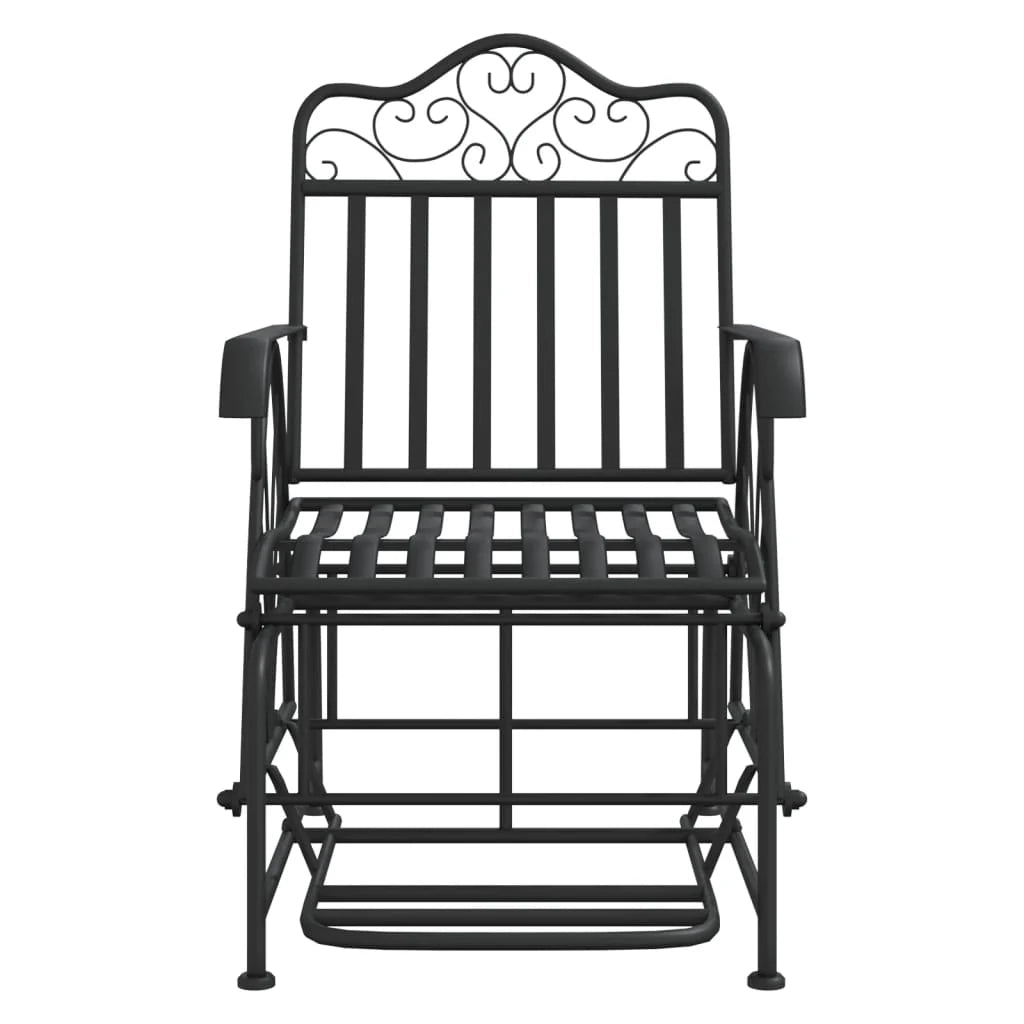 Panca da giardino mobili da esterno per patio terrazza scorrevole 61 cm acciaio nero 02_0011122