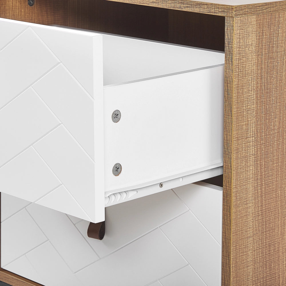 Comodino in legno chiaro con gambe in metallo bianco Mobiletto piccolo 69 x 49 cm Comodino moderno Mobili per camera da letto tradizionali