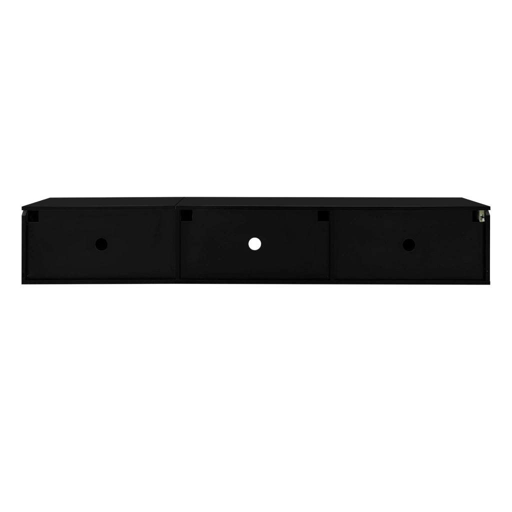 Mobile TV 180x35x30 cm; luci LED a 16 colori e ante ammortizzate; MDF e truciolare; nero bianco