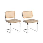 Set di 2 sedie da pranzo in ecopelle tortora con base a sbalzo in metallo stile vintage retrò