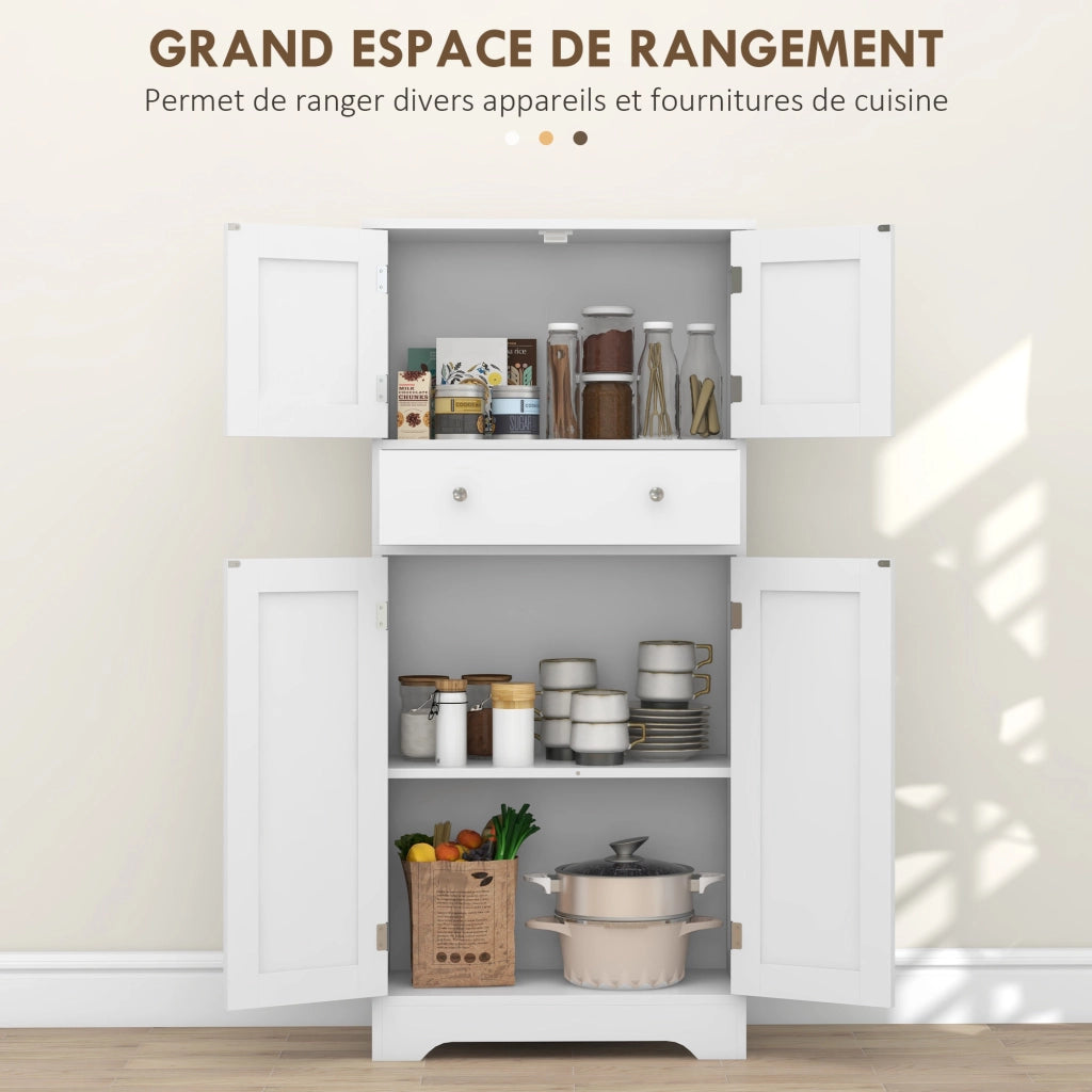 Armadio Cucina con Ante, Ripiani Regolabili e Cassetto ¨C Zephmum ¨C Bianco 60x30x128 cm