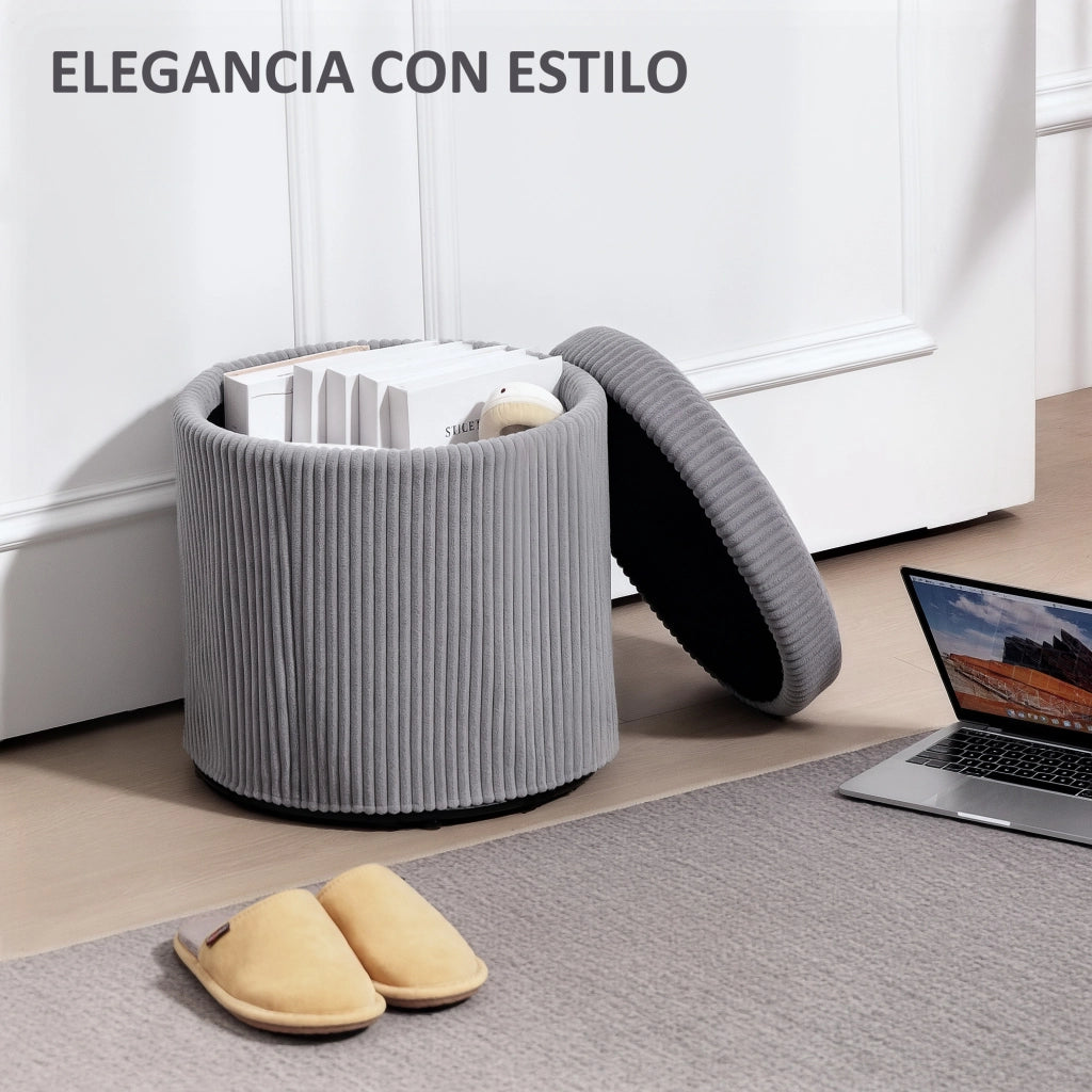 Pouf contenitore ¨C Xylo ¨C Rotondo grigio chiaro velluto ?40x41 cm