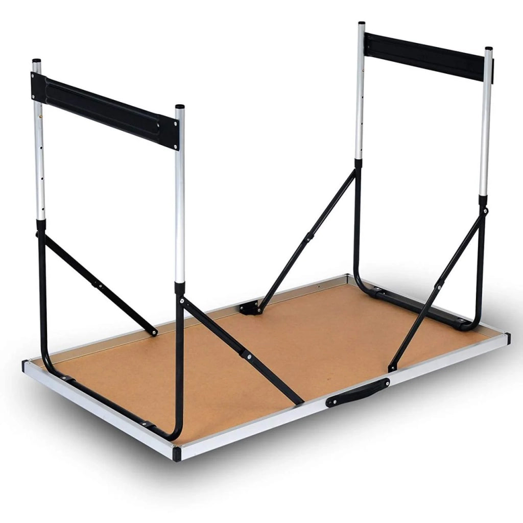 Tavolo da giardino pieghevole multiuso da campeggio regolabile 100 x 60 cm nero 19_0000970