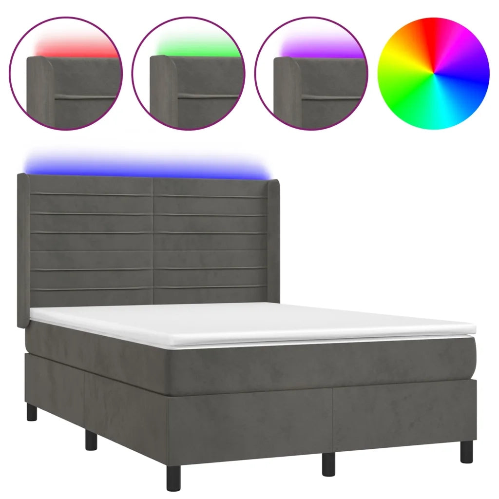 Letto a Molle con Materasso e LED Grigio Scuro 140x200 cmcod mxl 99442