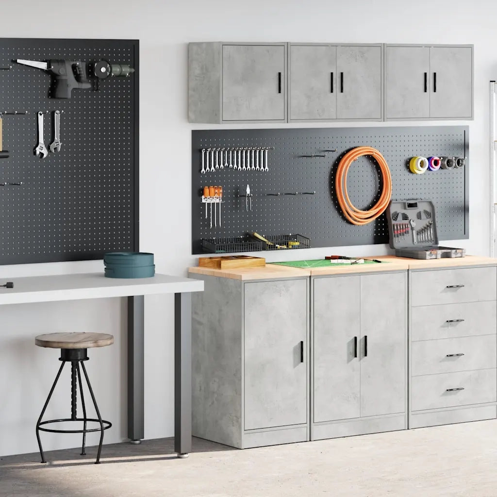Armadi da Garage 2 pz Grigio Cemento in Legno Multistrato 3328299