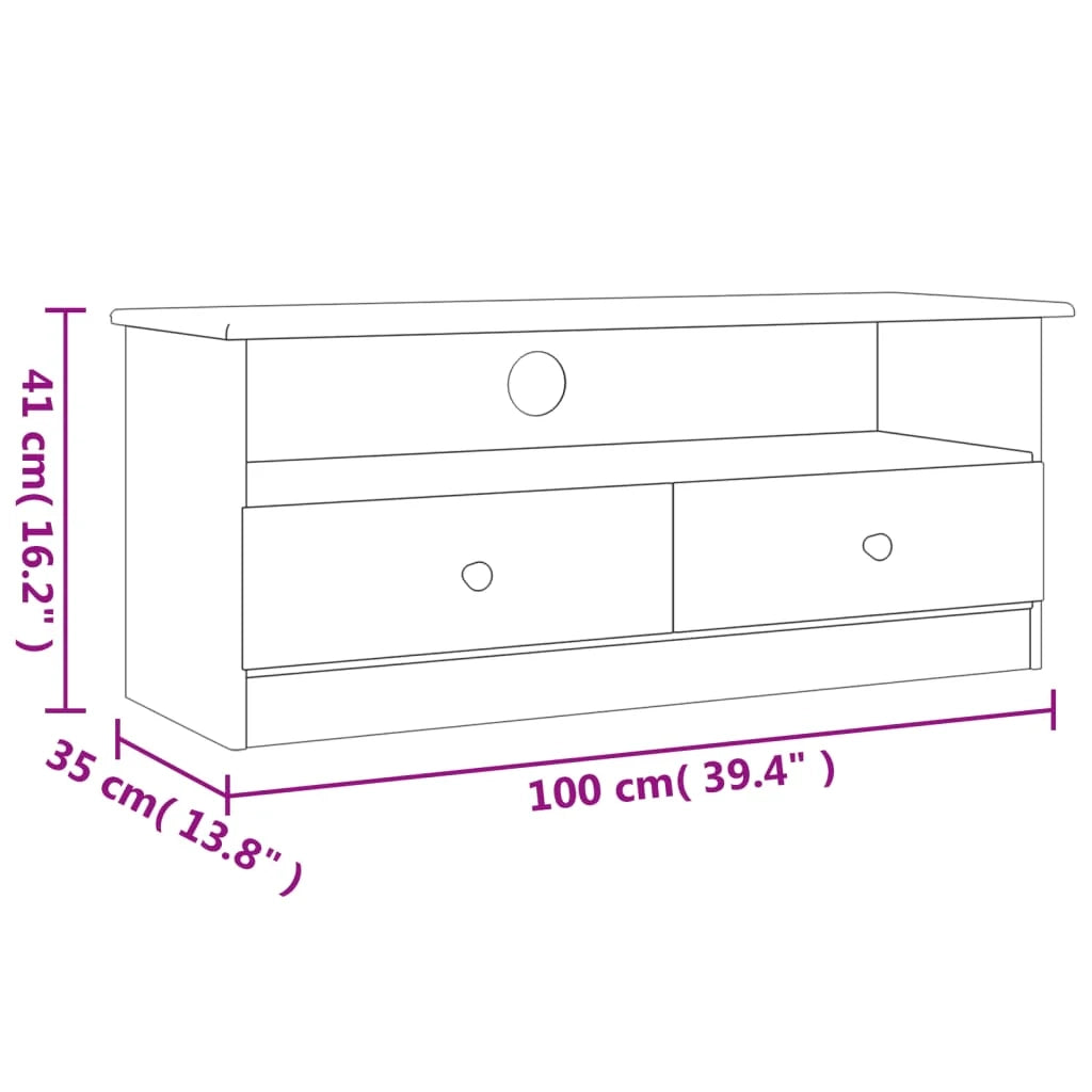 Mobile TV multimediale scaffale per televisione televisione buffet sala da pranzo soggiorno camera da letto con cassetti 100 x 35 x 41 cm legno di pino massiccio marrone 02_0026940