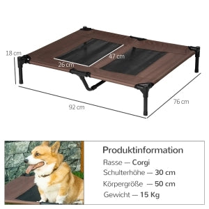 CUCCIA PER CANI Rialzata 92x76x18 cm Metallo Marrone