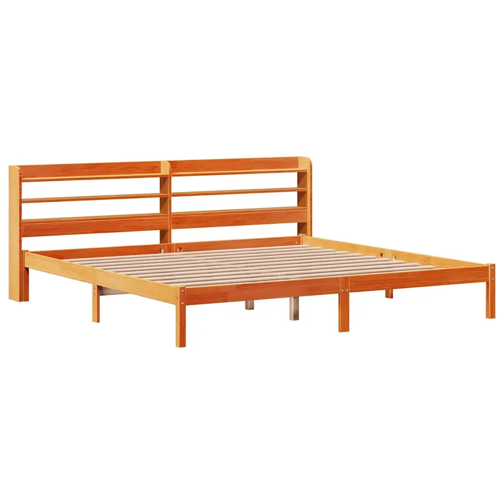 Giroletto con Testiera Marrone Cera 180x200 cm Massello Pino