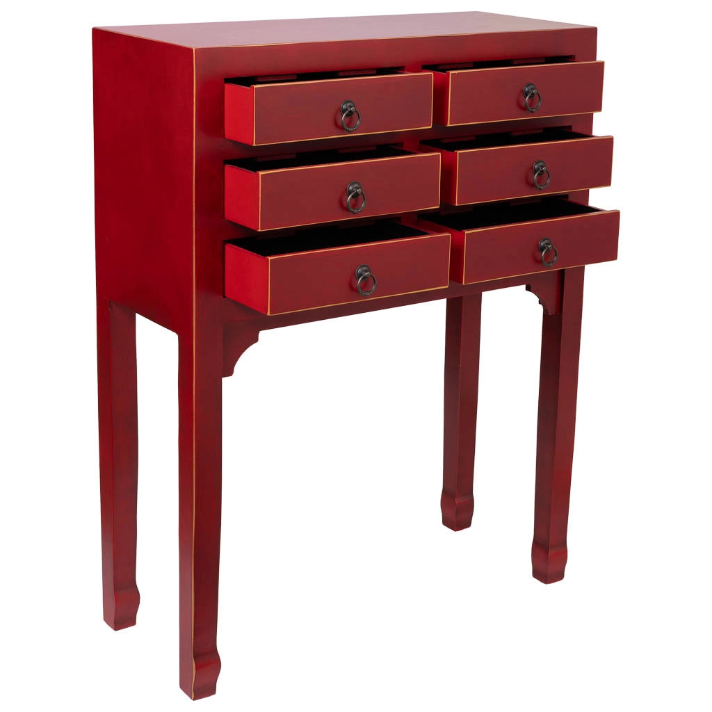 Mobile da ingresso in legno con 6 cassetti 63x26x82h cm